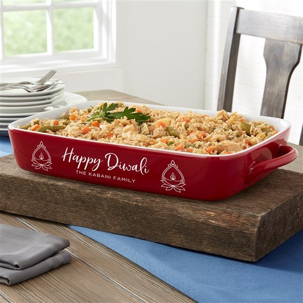 Diwali Personalized Ceramic Casserole Baking Dish  - 37039