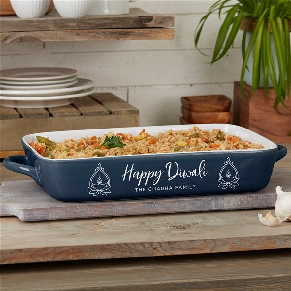 Diwali Personalized Ceramic Casserole Baking Dish  - 37039