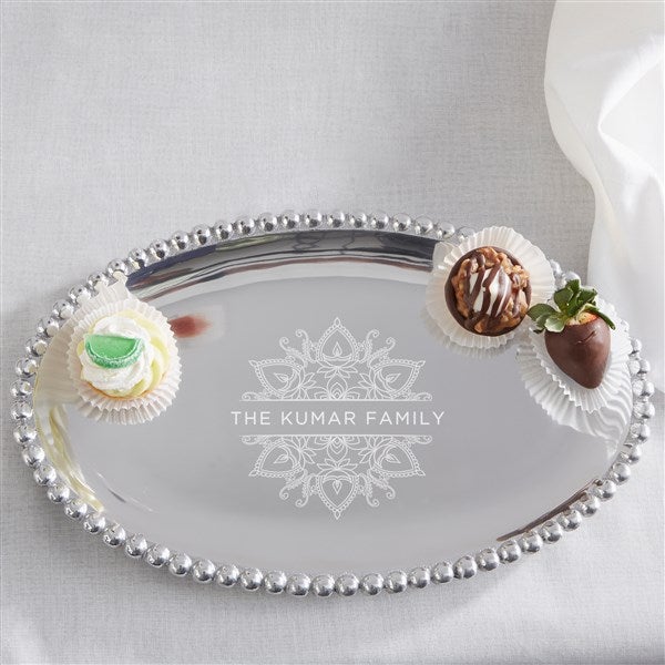 Diwali Personalized Oval Serving Tray - Mariposa® String of Pearls  - 37042