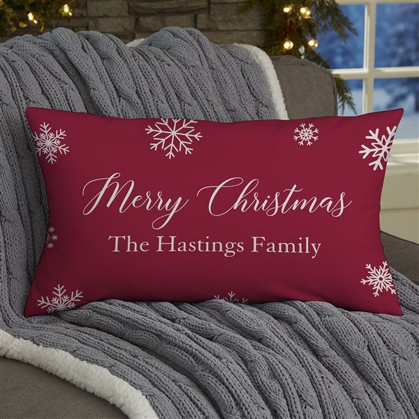 Snowflake Family Personalized Christmas Lumbar Throw Pillow