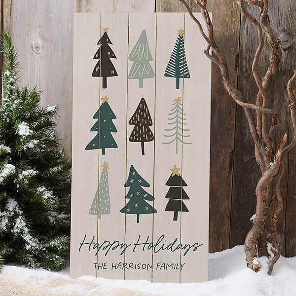 Personalized Standing Wood Sign - Christmas Aspen - 37059