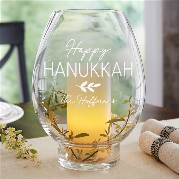 Spirit of Hanukkah Engraved Hurricane Candle Holder  - 37063