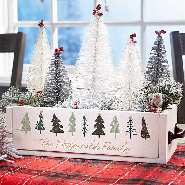 Personalized Wood Centerpiece Box - Christmas Aspen - 37080