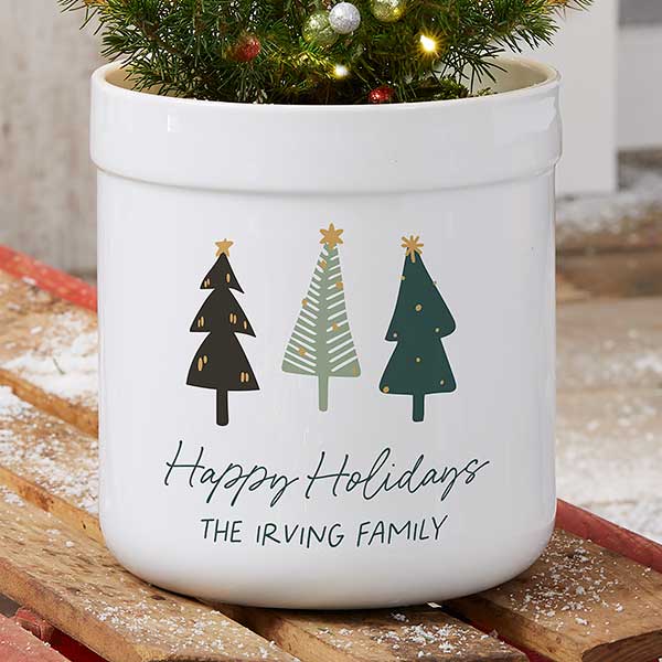 Personalized Outdoor Flower Pot - Christmas Aspen - 37088