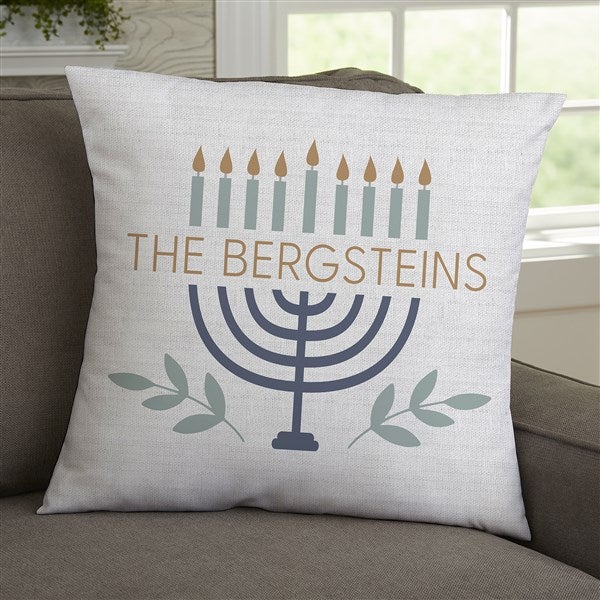 Spirit of Hanukkah Menorah Personalized Throw Pillow  - 37090