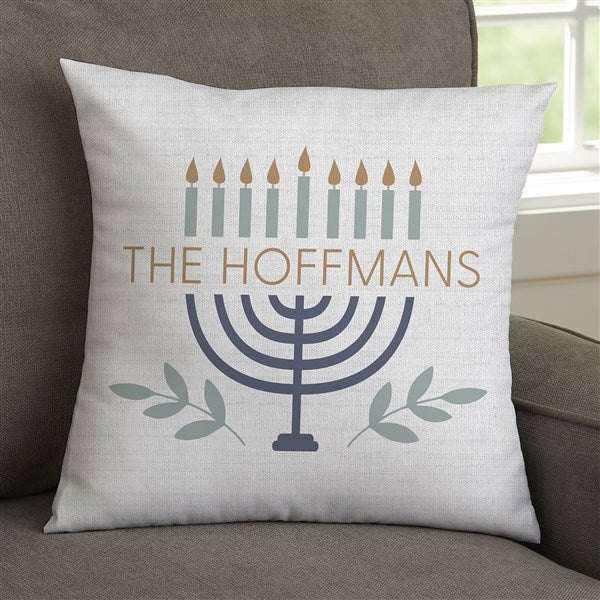 Spirit of Hanukkah Menorah Personalized Throw Pillow  - 37090