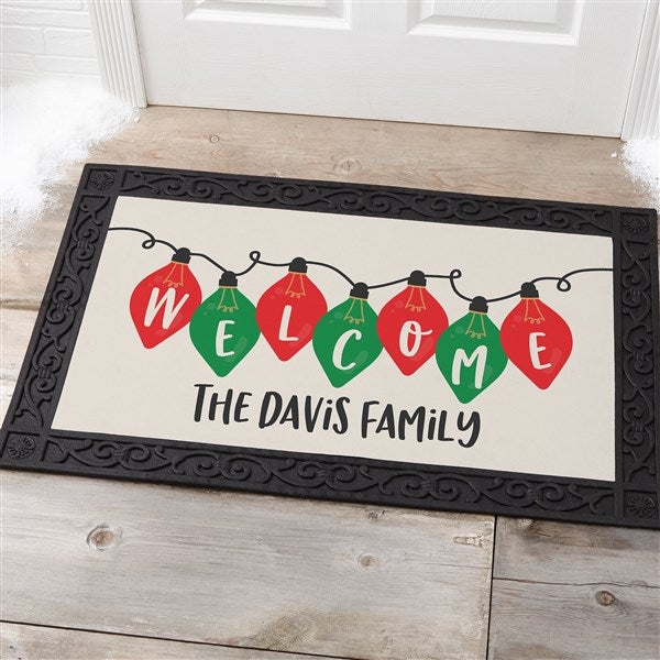 Personalized Christmas Doormats Holiday Lights Medium