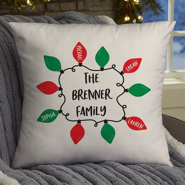 Holiday Lights Personalized Christmas 18" Velvet Throw Pillow