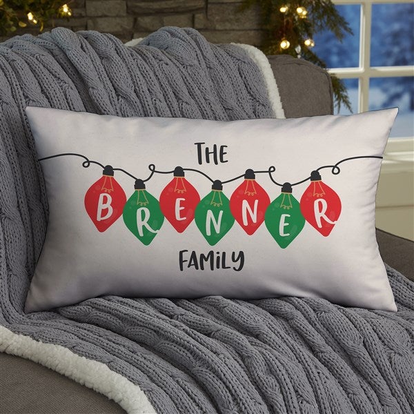 Holiday Lights Personalized Christmas Throw Pillow  - 37143