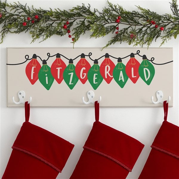Personalized Christmas Stocking Hanger - Holiday Lights - 37146
