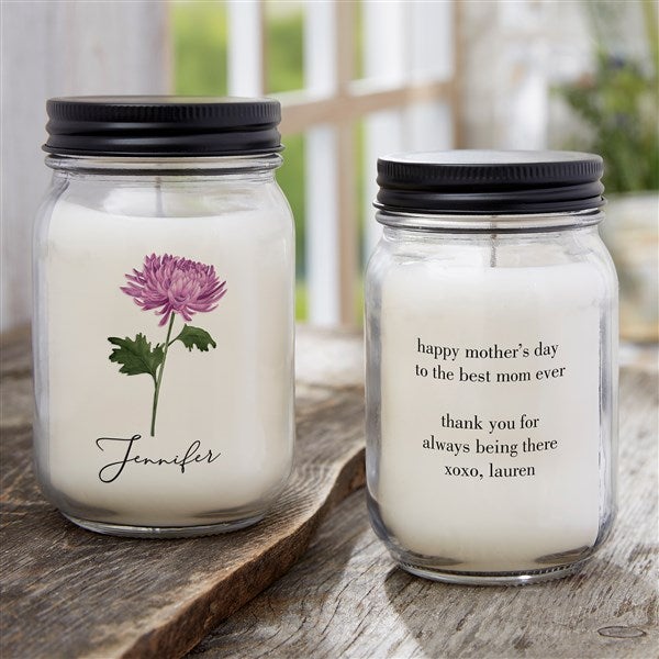 Birth Month Flower Personalized Mother's Day Farmhouse Candle Jar