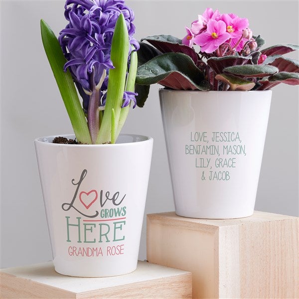 Love Grows Here Personalized Mini Flower Pot  - 37148