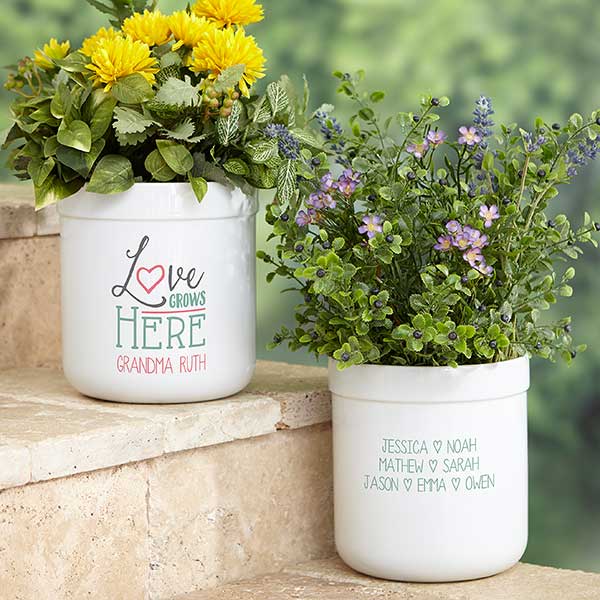 Love Grows Here Personalized Outdoor Flower Pot  - 37149