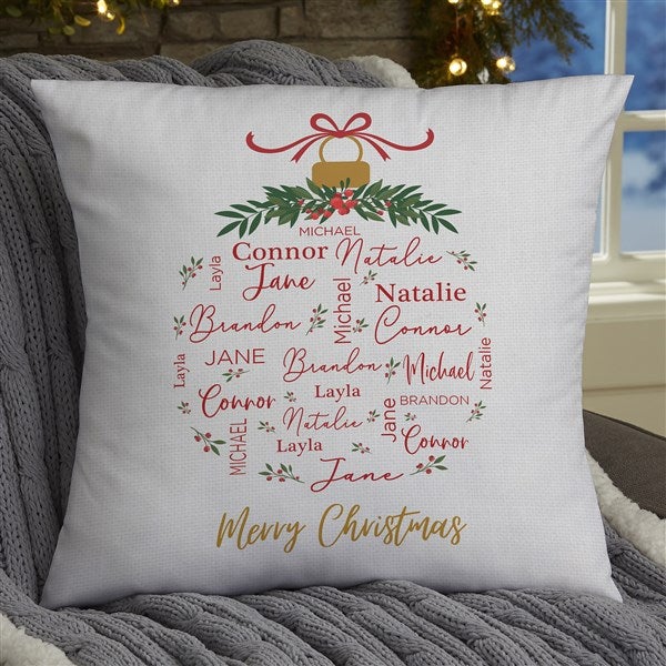 Merry Family Personalized Christmas Throw Pillow  - 37152