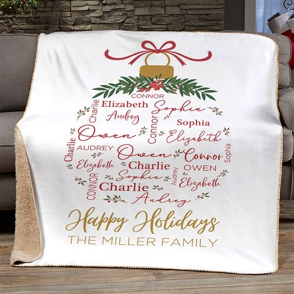 Merry Family Personalized Christmas Blanket  - 37153