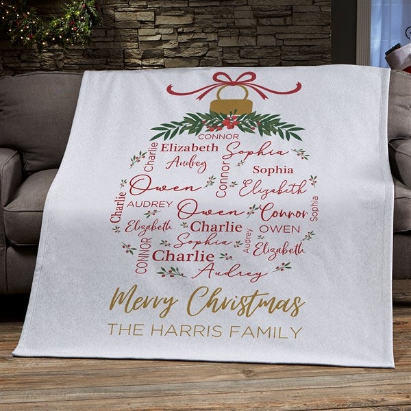 Merry Family Personalized Christmas Blanket  - 37153