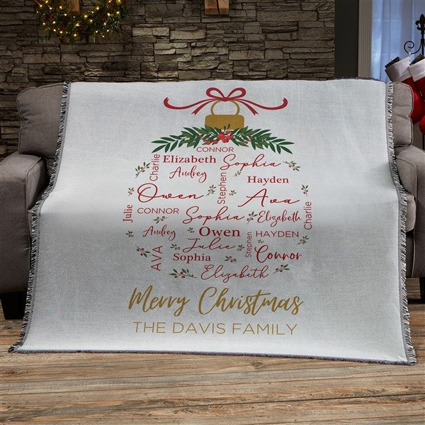 Merry Family Personalized Christmas Blanket  - 37153