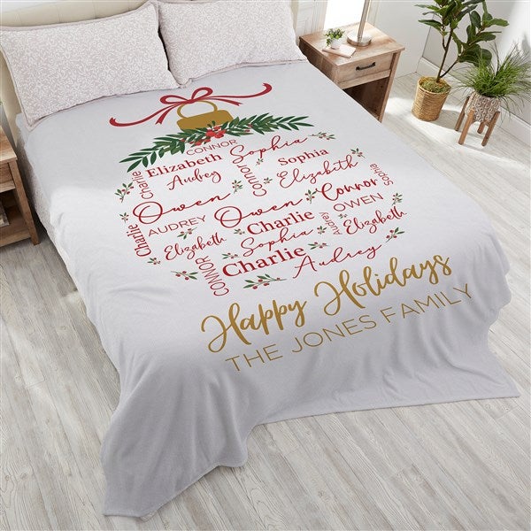 Merry Family Personalized Christmas Blanket  - 37153