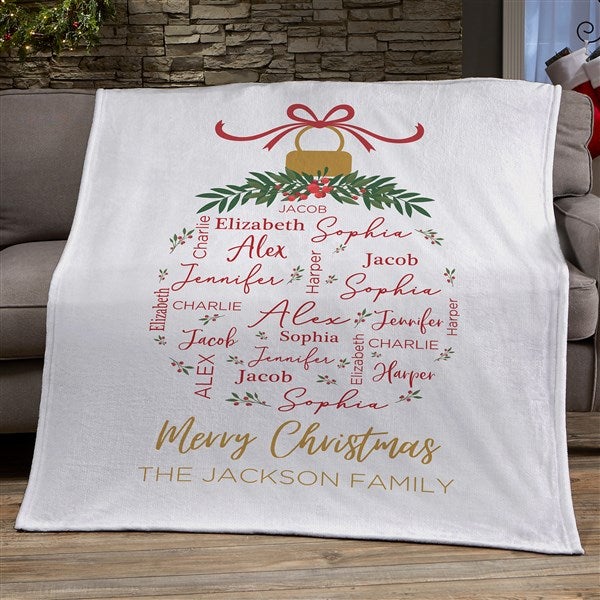 Merry Family Personalized Christmas Blanket  - 37153