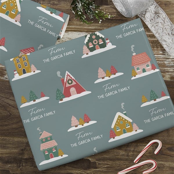 Personalized Wrapping Paper - Christmas Cottage - 37160