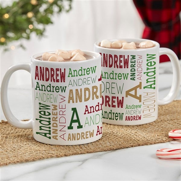 Christmas Repeating Name Personalized Coffee Mugs - 37168