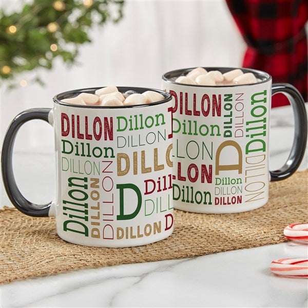Christmas Repeating Name Personalized Coffee Mugs - 37168