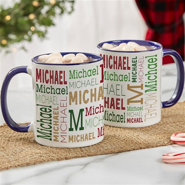 Christmas Repeating Name Personalized Coffee Mugs - 37168