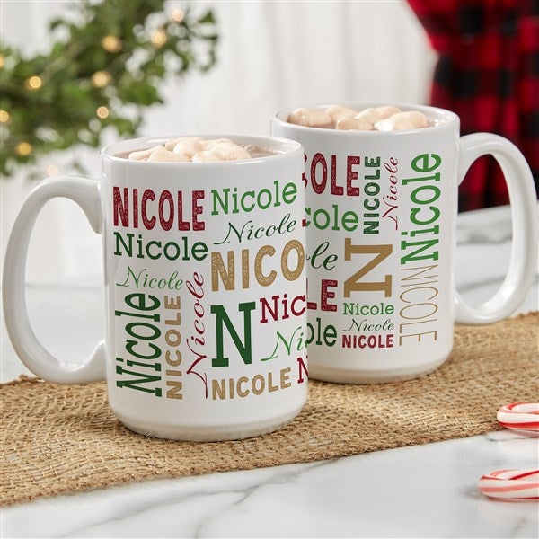 Christmas Repeating Name Personalized Coffee Mugs - 37168