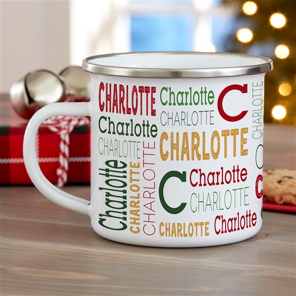 Personalized Enamel Mug - Christmas Repeating Name - 37170