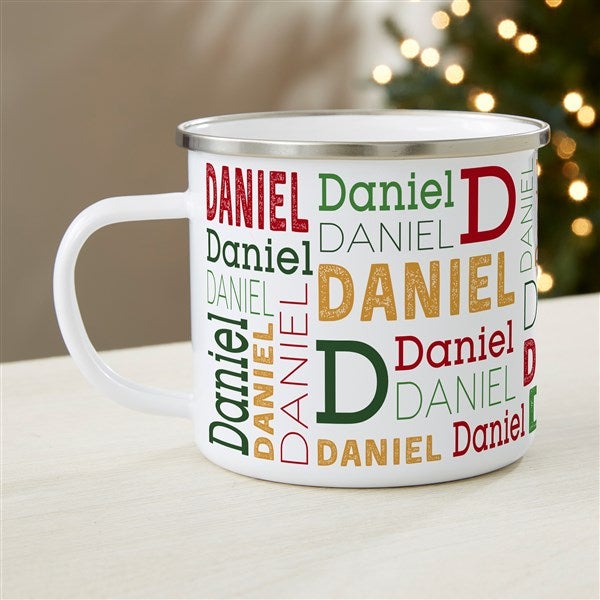 Personalized Enamel Mug - Christmas Repeating Name - 37170