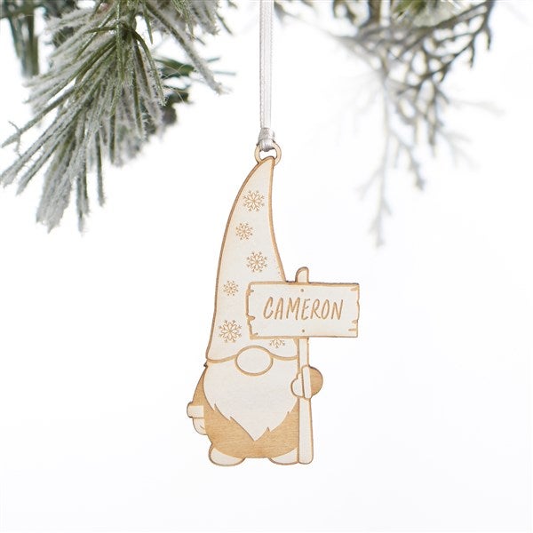 Christmas Gnome Personalized Wood Ornament  - 37194