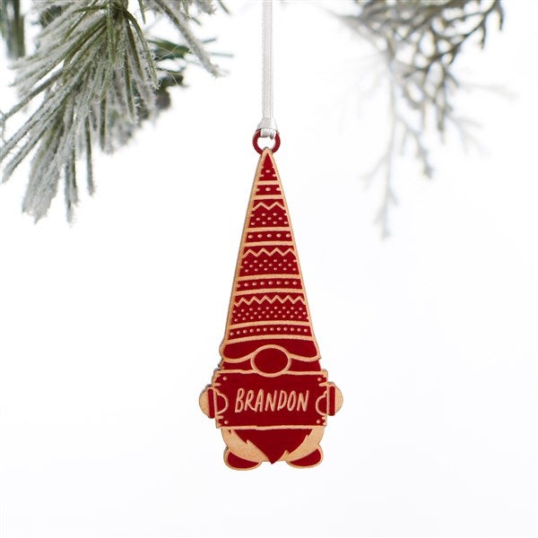 Christmas Gnome Personalized Wood Ornament  - 37194