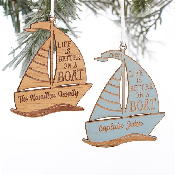 Sailboat Personalized Wood Ornament
