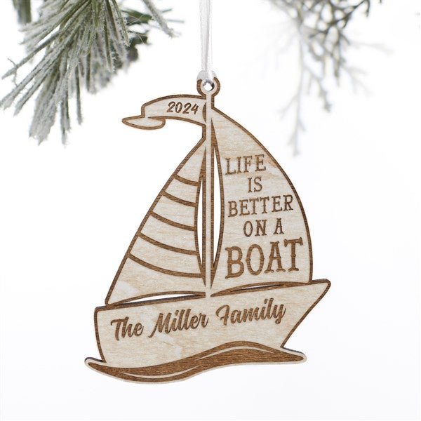 Sailboat Personalized Wood Ornament  - 37196