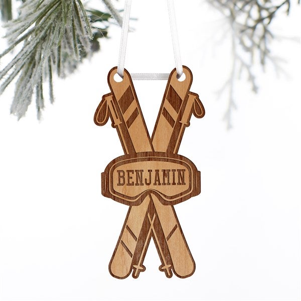 Skies Personalized Wood Ornament  - 37202