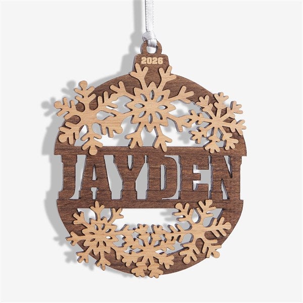 Snowflake Name Personalized Wood Ornament  - 37205