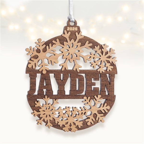 Snowflake Name Personalized Wood Ornament  - 37205