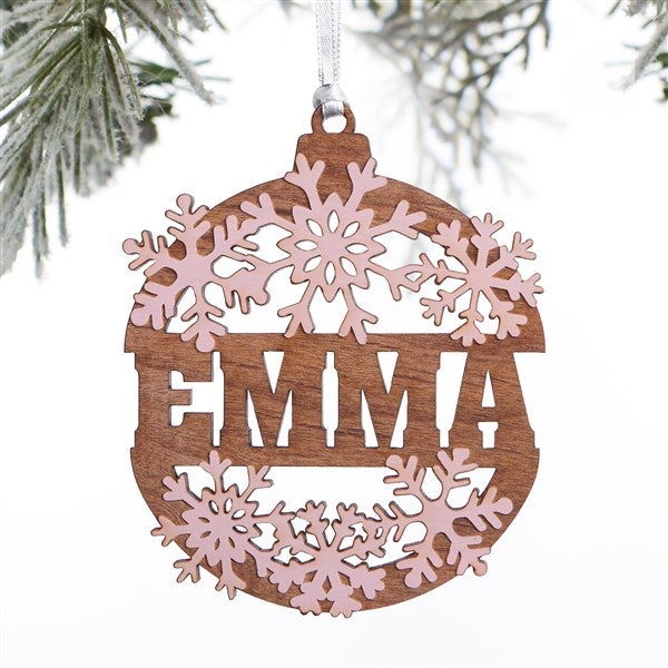 Snowflake Name Personalized Wood Ornament  - 37205