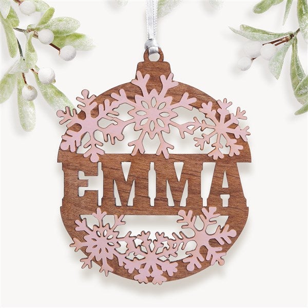Snowflake Name Personalized Wood Ornament  - 37205
