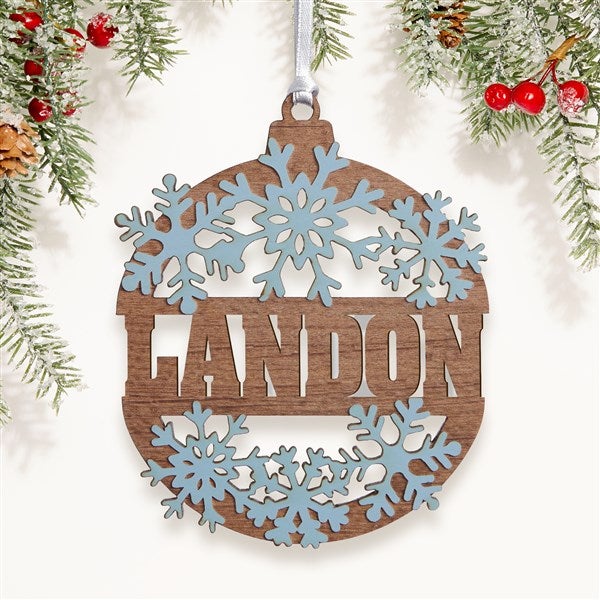 Snowflake Name Personalized Wood Ornament  - 37205
