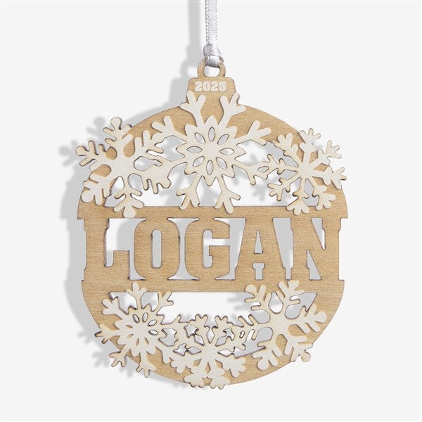 Snowflake Name Personalized Wood Ornament  - 37205