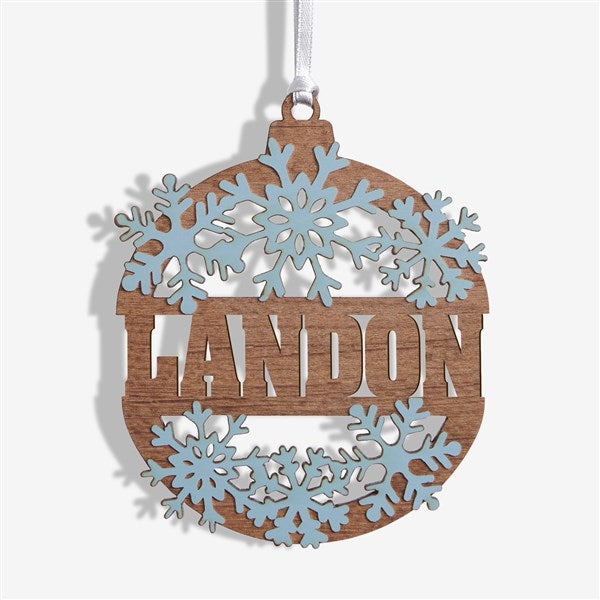 Snowflake Name Personalized Wood Ornament  - 37205