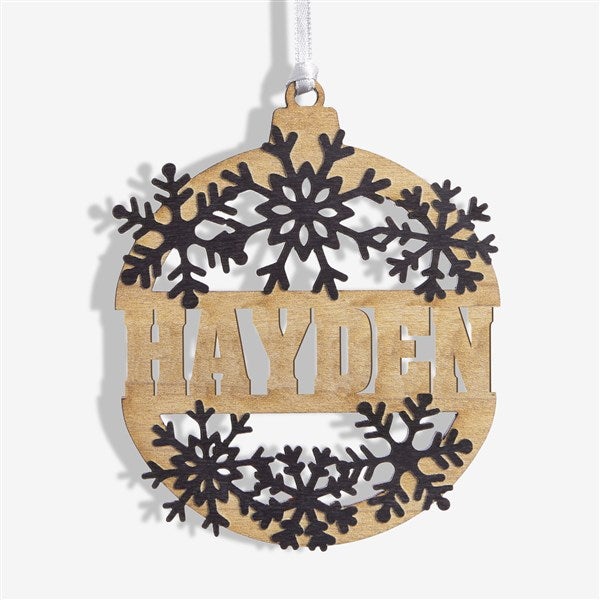 Snowflake Name Personalized Wood Ornament  - 37205