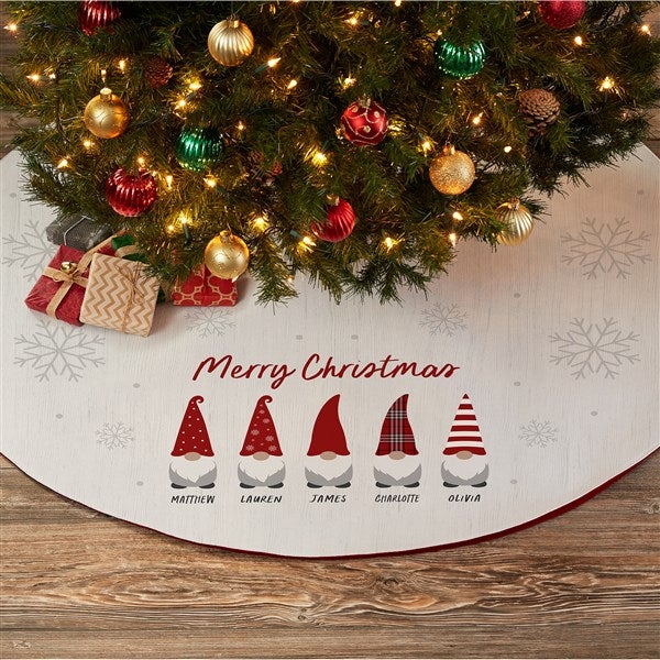 Personalized Christmas Tree Skirt - Gnome Family - 37209