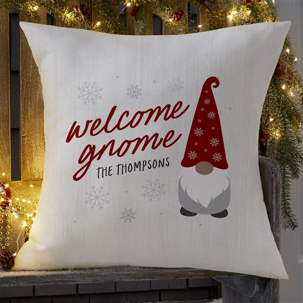 Christmas Gnome Personalized Outdoor Throw Pillow  - 37214