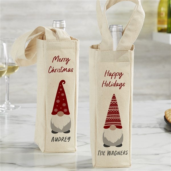 Personalized Wine Tote Bag - Christmas Gnome - 37222