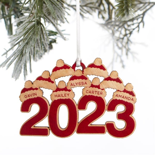 Family Christmas Tree 2023 - Personalized Wooden Photo Ornament