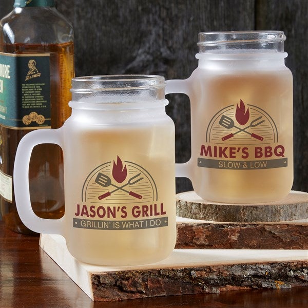 The Grill Personalized Frosted Mason Jar Glass - 37274