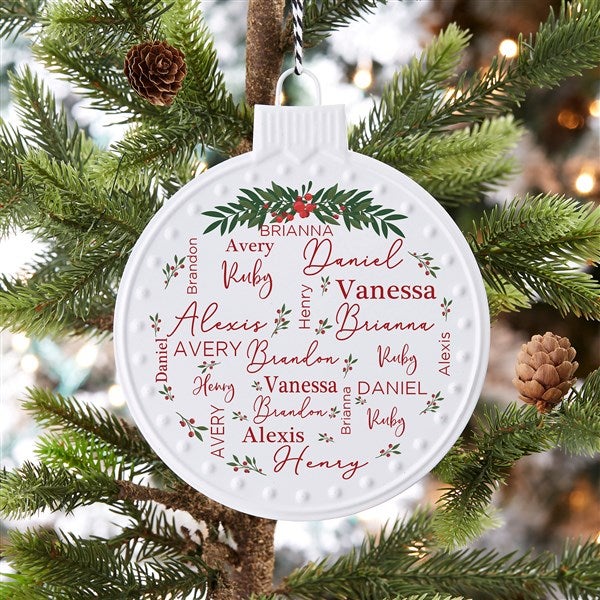 Merry Family Personalized White Enamel Ornament  - 37290