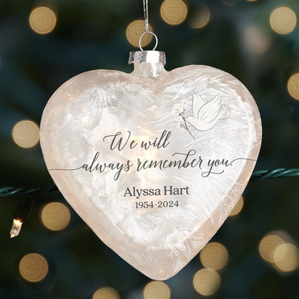 Personalized Lightable Frosted Glass Heart Ornament - Always Remember You - 37296